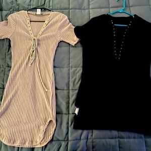 Laced up front mini dresses